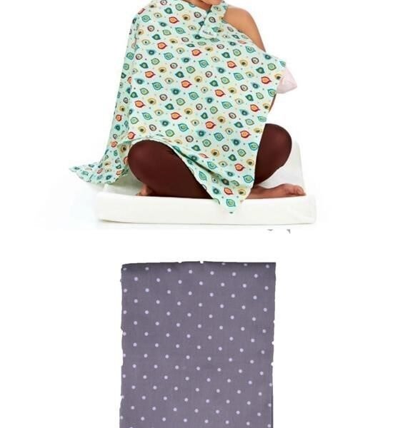 BUFFER® Kullanışlı Bebek Emzirme Önlüğü Gri Puantiyeli