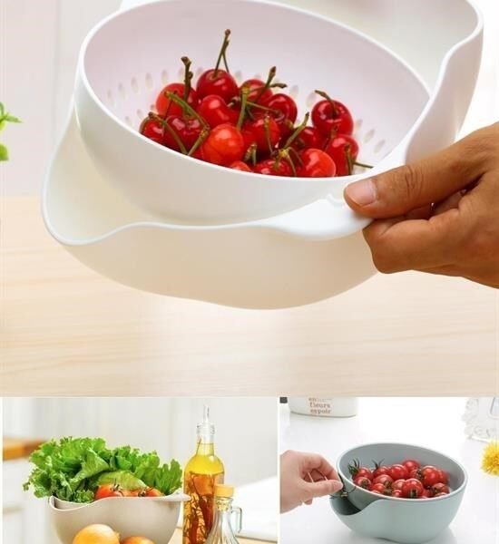 BUFFER® Çok Amaçlı 360 Derece Dönebilir Pratik Hazneli Mutfak Süzgeç Elek